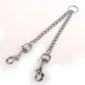 Durable chrome-plated metal double dog leash coupler for walking two small dogs - Double Hook Chain / 2.5mm*40cm / Silver