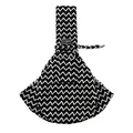 Vista frontal del bolso bandolera transpirable para mascotas con patrón de zigzag blanco y negro - Negro Ondulado