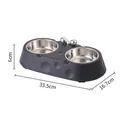 Double pet bowl with stainless steel liners and black base, 33.5cm x 16.7cm dimensions - Cheese Bow Double Bowl / Black