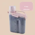 Airtight 2000ml pink pet food storage container with handle and measuring cup lid - 2000ml / Pink