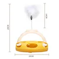 Interactive yellow cat turntable toy with spring-mounted white feather for pets - Bowknot Style / Yellow