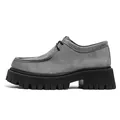 Zapatos de gamuza gris para hombre con suela de plataforma dentada negra gruesa - 39 / Mocasines Grises Estilo Birkenstock Suela Gruesa / Gris