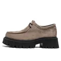 Zapatos slip-on de ante marrón para hombre con suela de plataforma negra - 39 / Mocasines Marrones Estilo Birkenstock Suela Gruesa / Marrón