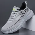 Zapatillas deportivas ligeras y transpirables de punto gris para hombre, suela blanda. - Gris Malla