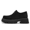 Zapatos de lujo para hombre en gamuza negra con suela de lengüeta, alta calidad - 39 / Mocasines Negros Estilo Birkenstock Suela Gruesa / Negro