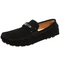 Mocassins classiques en daim noir pour hommes avec une boucle en métal doré très élégante - 35 / Noir