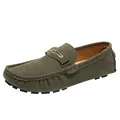 Mocassins en daim vert foncé pour hommes avec une boucle en métal doré élégante - 35 / Vert Foncé