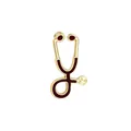 Spilla stetoscopio smaltata oro con finitura rosso scuro per personale medico e sanitario - Marrone (Base Oro)