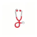 Spilla creativa in smalto a forma di stetoscopio in rosso e argento per medici - Rosso (Base Argento)