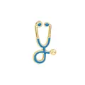 Spilla creativa per stetoscopio in smalto blu e oro per medici e infermieri - Blu Scuro (Base Oro)