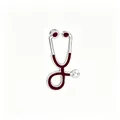 Classic stethoscope shaped lapel pin in silver metal with dark red enamel finish - Brown (Silver Base)