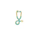 Detailed stethoscope enamel lapel brooch pin in gold and turquoise for medical staff - Light Blue (Gold Base)