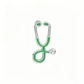 Silver metal stethoscope brooch with green enamel detail for medical professionals - Dark Green (Silver Base)