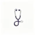 Personalized cartoon medical stethoscope brooch pin with purple enamel in silver - Purple (Silver Base)