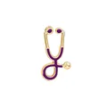 Gold-plated stethoscope brooch with purple enamel finish for medical professionals - Purple (Gold Base)