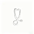 Silver metal stethoscope brooch pin for medical professionals and doctors - White (Silver Base)