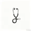 Minimalist silver and black metal medical stethoscope brooch pin for doctors and nurses - Black (Silver Base)