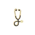 Gold and black enamel stethoscope brooch pin for medical professionals - Black (Gold Base)