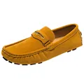 Mocassins jaunes élégants pour hommes en daim avec boucle en métal et semelle en caoutchouc. - 35 / Jaune Terre