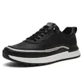 Sneakers basse in pelle nera di alta qualità con finitura testurizzata e suola bianca - 39 / Nero