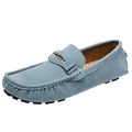 Mocassins en daim bleu clair pour hommes avec boucle en métal et design à enfiler - 35 / Bleu Lune