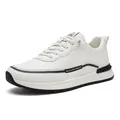 Scarpe basse casual in pelle bianca di alta qualità con strisce nere, variante SKU - 39 / Bianco