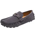 Mocassins gris en daim pour hommes avec boucle dorée et semelle à picots - Gris
