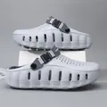 Minimalist thick-soled grey clogs with buckle strap detail design - 38/39 / Closed Toe Style (1812) / Light Grey Dark Grey