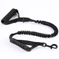 Detail of black bungee dog leash with foam handle and reflective stitching - Black