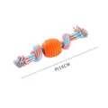 Durable dog chew toy with orange textured TPR ball and braided cotton rope, 18cm length - 18cm / Orange