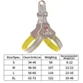 Adjustable yellow pet harness for dogs and cats with detailed sizing chart information - S / Yellow