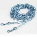 Detailed view of the blue zinc plated iron dog chain featuring durable double snap hooks - Blue Zinc Plated Straight Chain / 3.8mm*3m--10ft
