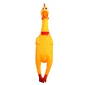 Yellow screaming chicken squeaky dog toy for small and medium pets on white background - Large 40cm / Yellow