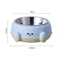 Detachable stainless steel pet bowl with cute face design and dimensions 18.5x6.5cm - With Stainless Steel Inner / Blue