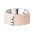 Moderner rosa Futternapf mit Bären-Detail und herausnehmbarem Edelstahlnapf-Einsatz - Mit Edelstahlschüssel / Altrosa