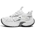 Zapatillas deportivas de malla blanca para hombre con detalles grises tipo chunky. - 39 / Blanco Grisáceo