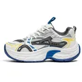 Zapatillas chunky retro profesionales para hombre en blanco y plata con detalles azules - 39 / Blanco Azul
