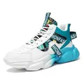 Zapatillas de baloncesto de caña alta para hombre en cuero impermeable blanco y azul - 39 / Azul