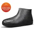 Leder-Schneestiefel mit schwarzem Graffiti-Print, warmem Fleecefutter und Frontreißverschluss - 39 / Schwarz und Grau