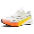 Baskets de sport blanches tendance avec boucle rotative et semelle dégradée orange vive. - 34 / Blanc Standard