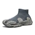 Grijze gebreide sok-sneakers met grove platformzool in octopusstijl voor buiten. - 39 / Grijs