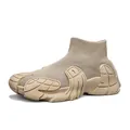 Beige mid-top flyknit sok sneakers met unieke chunky octopus profielzool heren - 39 / Kameel
