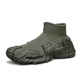 Militaire groene flyknit slip-on sneakers met een unieke dikke octopus-zool ontwerp - 39 / Legergroen