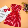 Cute red and white polka dot dog princess dress featuring a matching red bow clip. - XS / Polka Dot Bow Dress