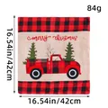 Funda de cojín navideña a cuadros rojos y negros con diseño de camión vintage - Estilo Coche Árbol de Navidad / 1 Pieza