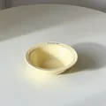Minimalist cream-colored acrylic pet food bowl for cats and small dogs in UFO shape - Ceramic Cat Bowl / Milk Yellow