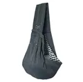 Durable gray pet sling carrier bag for small dogs and cats with checkered lining. - With Phone Pocket / Dark Gray
