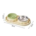 Pet double bowl set with stainless steel bowl and green slow feeder, size 36x19x6.2cm - Slow Feeder And Stainless Steel Bowl / Yellow