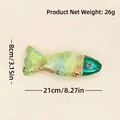 Colorful simulation fish cat toy with internal bell sound, 21cm length durable SKU photo - With Bell Box And Catnip / Green Colorful Fish