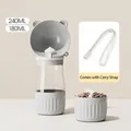Portable gray 2-in-1 pet water bottle and food feeder with lanyard for dog walking - Water & Food Cup / Gray